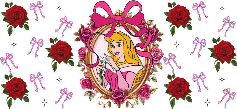 Disney Rapunzel Rose UV DTF Tumbler Wrap Design for 16oz Libbey Glass KA-7384