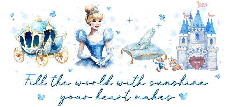 Disney Cinderella Princess UV DTF Cup Decal Design for 16oz Libbey Glass KA-7394