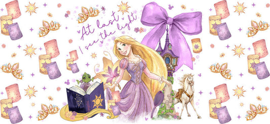 Disney Rapunzel Princess UV DTF Cup Wrap Design for 16oz Libbey Glass KA-7395