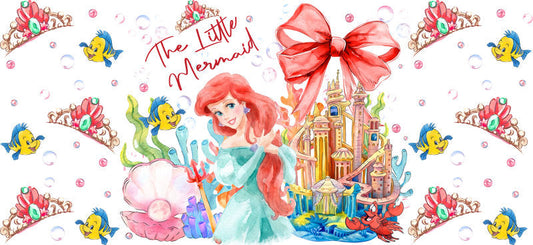 Disney Ariel Princess UV DTF Cup Decal Design for 16oz Libbey Glass KA-7397