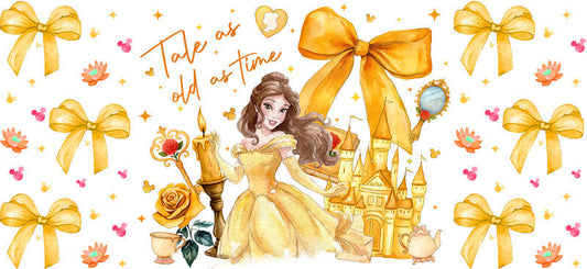 Disney Belle Princess UV DTF Cup Decal Design for 16oz Libbey Glass KA-7400