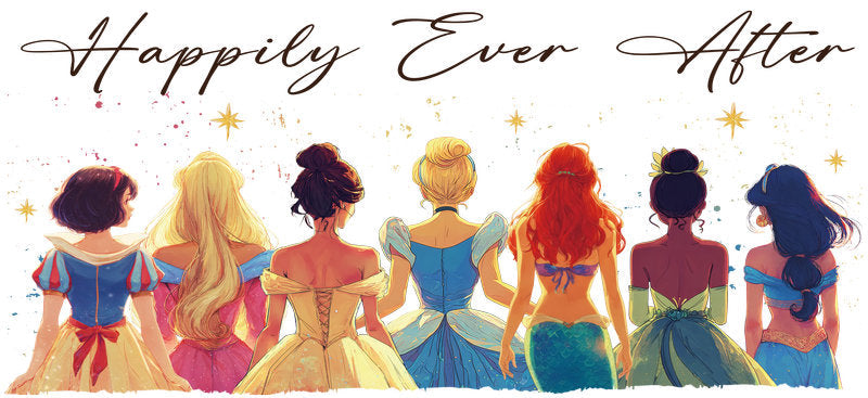 Disney Princess Happily Ever After UV DTF Cup Wrap Design for 16oz Libbey Glass KA-7401