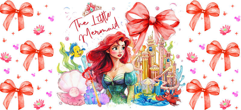 Disney Ariel Princess UV DTF Tumbler Wrap Design for 16oz Libbey Glass KA-7402