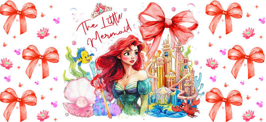 Disney Ariel Princess UV DTF Cup Decal Design for 16oz Libbey Glass KA-7403