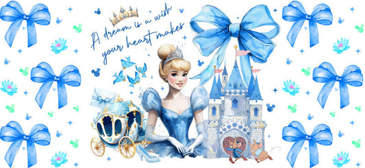 Disney Cinderella Princess UV DTF Tumbler Wrap Design for 16oz Libbey Glass KA-7405
