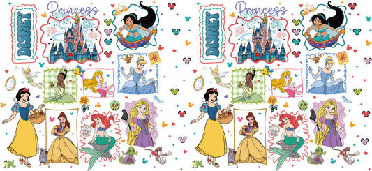 Disney Princess Character UV DTF Tumbler Wrap Design for 16oz Libbey Glass KA-7408