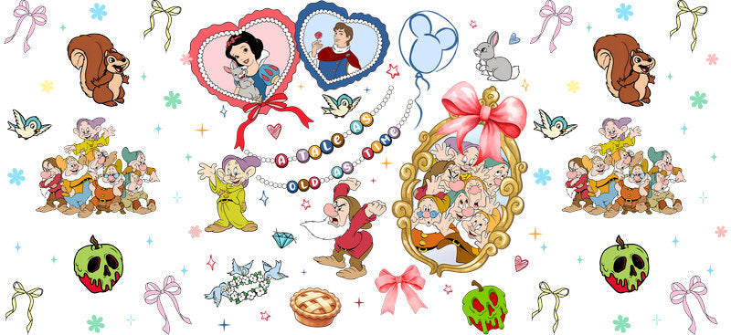 Disney Princess Collection UV DTF Cup Decal Design for 16oz Libbey Glass KA-7409