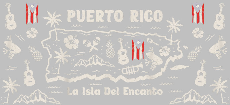 Puerto Rico Christmas UV DTF Cup Wrap Design for 16oz Libbey Glass KA-7415
