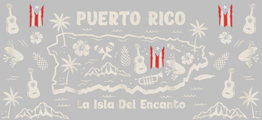 Puerto Rico Christmas UV DTF Cup Wrap Design for 16oz Libbey Glass KA-7415