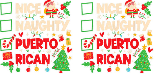 Puerto Rican Checklist UV DTF Cup Wrap Design for 16oz Libbey Glass KA-7417