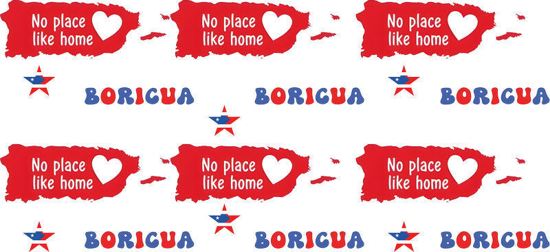 Boricua Love UV DTF Cup Wrap Design for 16oz Libbey Glass KA-7438