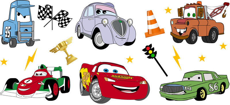 Disney Cars Racing UV DTF Cup Wrap Design for 16oz Libbey Glass KA-7456