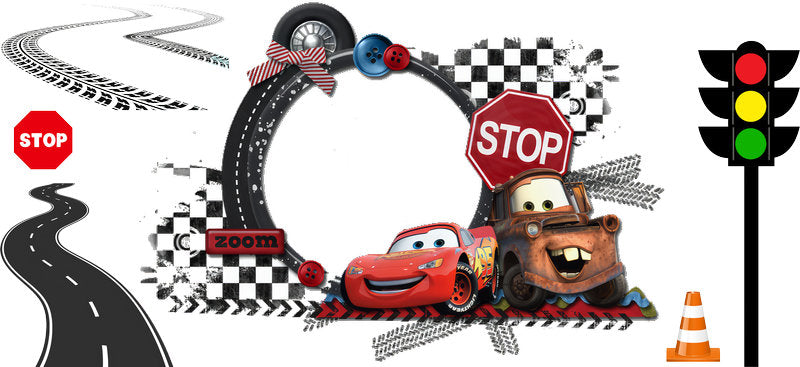 Disney Cars Race Track UV DTF Cup Wrap Design for 16oz Libbey Glass KA-7463