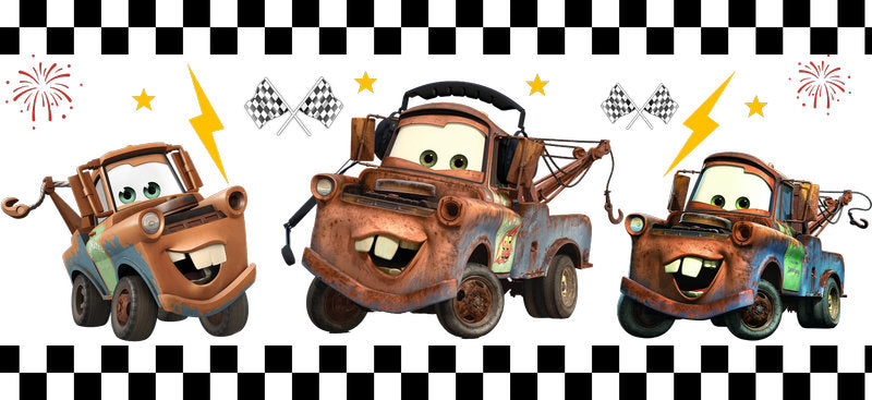 Disney Mater Racing UV DTF Cup Wrap Design for 16oz Libbey Glass KA-7464