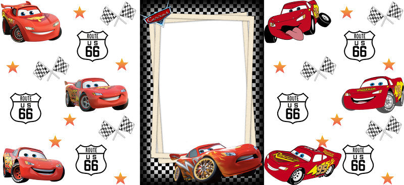 Disney Cars Photo Frame UV DTF Cup Wrap Design for 16oz Libbey Glass KA-7477