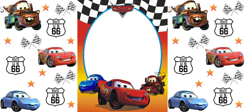 Disney Cars Racing Frame UV DTF Cup Wrap Design for 16oz Libbey Glass KA-7478