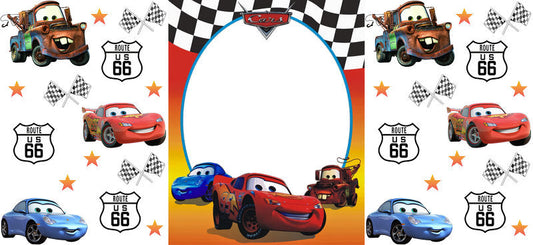 Disney Cars Racing Frame UV DTF Cup Wrap Design for 16oz Libbey Glass KA-7478