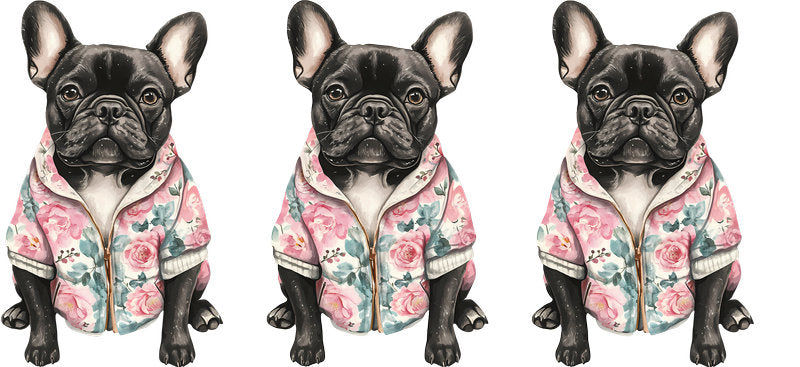 Floral French Bulldog Dog Floral Wreath Design UV DTF Cup Wrap for 16oz Libbey Glass KA-7546