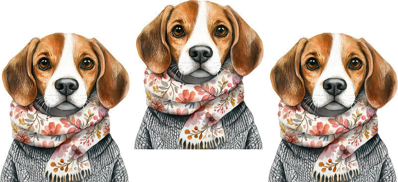 Floral Beagle Dog with Cottage Garden Flowers UV DTF Cup Wrap for 16oz Libbey Glass KA-7572