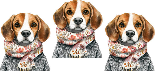Floral Beagle Dog with Cottage Garden Flowers UV DTF Cup Wrap for 16oz Libbey Glass KA-7572