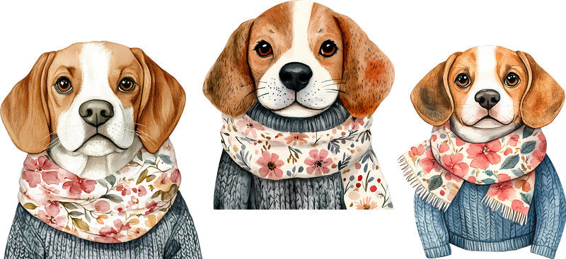 Floral Beagle Dog Pet Lover Artwork UV DTF Cup Wrap for 16oz Libbey Glass KA-7573
