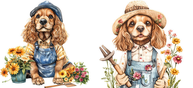 Floral Cavalier King Charles Spaniel Farmhouse Garden UV DTF Cup Wrap for 16oz Libbey Glass KA-7596