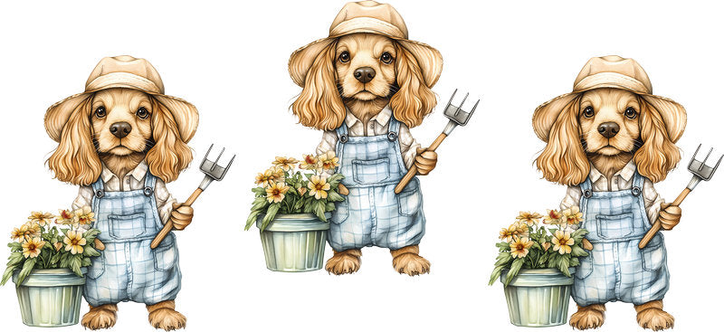 Floral Cavalier King Charles Spaniel Garden Trio Artwork UV DTF Cup Wrap for 16oz Libbey Glass KA-7597