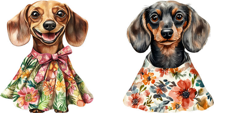 Floral Dachshund Dog Wearing Floral Dress UV DTF Cup Wrap for 16oz Libbey Glass KA-7611