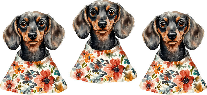 Floral Dachshund Wildflower Dress Artwork UV DTF Cup Wrap for 16oz Libbey Glass KA-7613