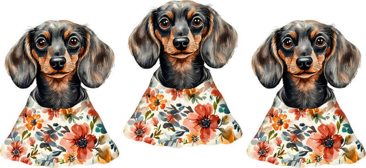 Floral Dachshund Wildflower Dress Artwork UV DTF Cup Wrap for 16oz Libbey Glass KA-7613