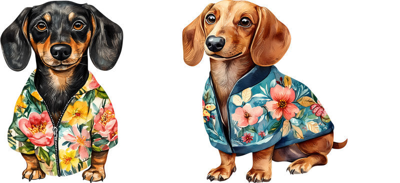 Floral Dachshund Dog Wearing Floral Shirt UV DTF Cup Wrap for 16oz Libbey Glass KA-7618