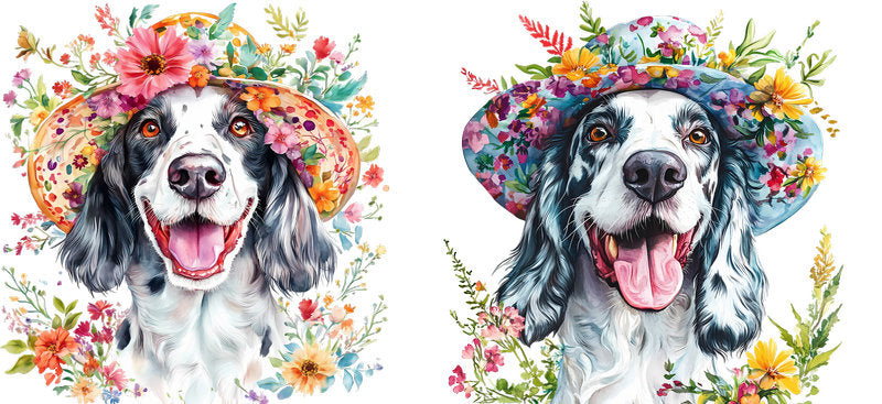 Floral Dalmatian Dog Wearing Floral Crown UV DTF Cup Wrap for 16oz Libbey Glass KA-7625