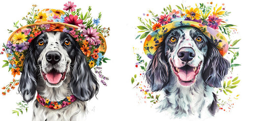 Floral Dalmatian Dog Wildflower Meadow Design UV DTF Cup Wrap for 16oz Libbey Glass KA-7626