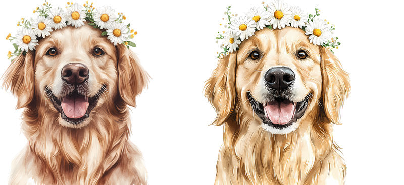 Floral Golden Retriever Dog Cottage Flower Artwork UV DTF Cup Wrap for 16oz Libbey Glass KA-7639
