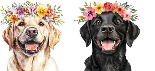 Floral Labrador Dog with Flower Bouquet UV DTF Cup Wrap for 16oz Libbey Glass KA-7648