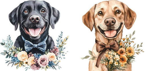 Floral Labrador Dog Wildflower Garden Design UV DTF Cup Wrap for 16oz Libbey Glass KA-7649