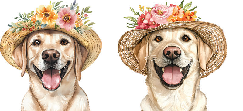 Floral Labrador Dog Wildflower Garden Artwork UV DTF Cup Wrap for 16oz Libbey Glass KA-7652
