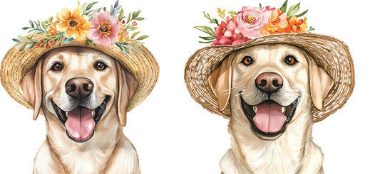 Floral Labrador Dog Wildflower Garden Artwork UV DTF Cup Wrap for 16oz Libbey Glass KA-7652