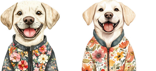 Floral Labrador Dog Wearing Wildflower Shirt UV DTF Cup Wrap for 16oz Libbey Glass KA-7655
