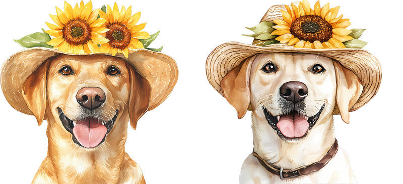 Floral Labrador Dog Botanical Flower Artwork UV DTF Cup Wrap for 16oz Libbey Glass KA-7656