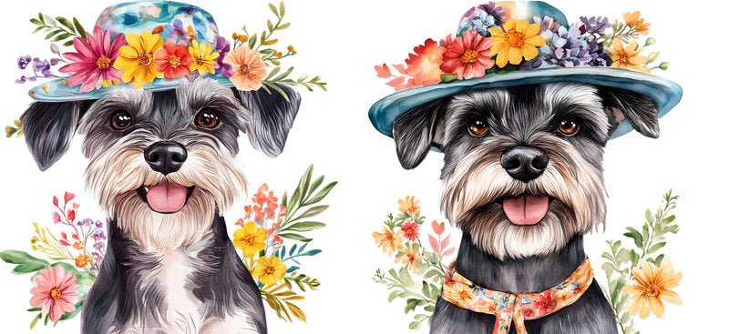 Floral Shih Tzu Dog Floral Garden Hat Artwork UV DTF Cup Wrap for 16oz Libbey Glass KA-7660