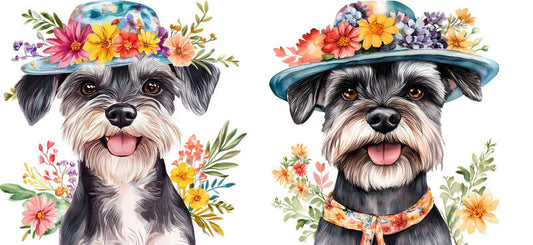 Floral Shih Tzu Dog Floral Garden Hat Artwork UV DTF Cup Wrap for 16oz Libbey Glass KA-7660