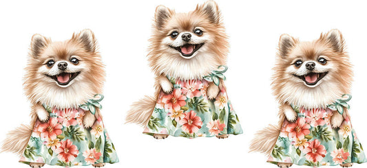 Floral Pomeranian Dog Wildflower Sweater Artwork UV DTF Cup Wrap for 16oz Libbey Glass KA-7671