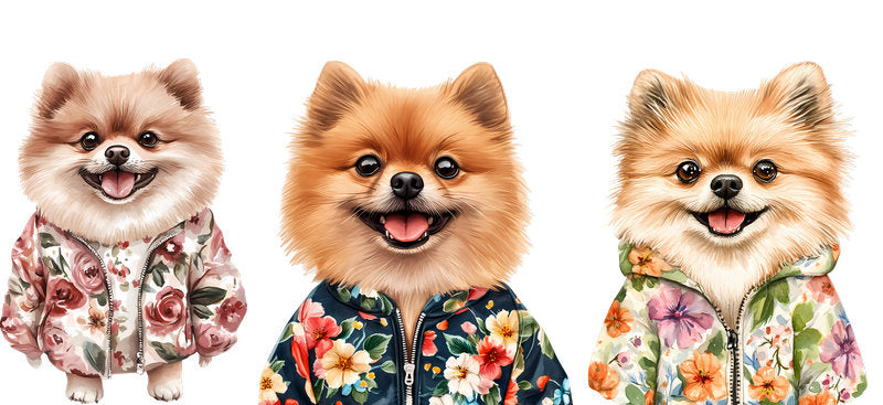 Floral Pomeranian Dog Spring Floral Artwork UV DTF Cup Wrap for 16oz Libbey Glass KA-7675