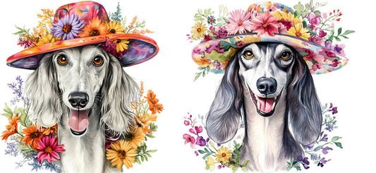 Floral Afghan Hound Dog Wearing Flower Crown UV DTF Cup Wrap for 16oz Libbey Glass KA-7684