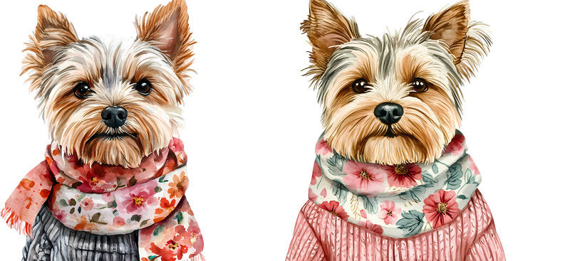 Floral Yorkshire Terrier Dog Wearing Floral Scarf UV DTF Cup Wrap for 16oz Libbey Glass KA-7695