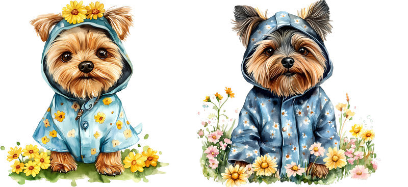 Floral Pomeranian Dog Wearing Floral Outfit UV DTF Cup Wrap for 16oz Libbey Glass KA-7699