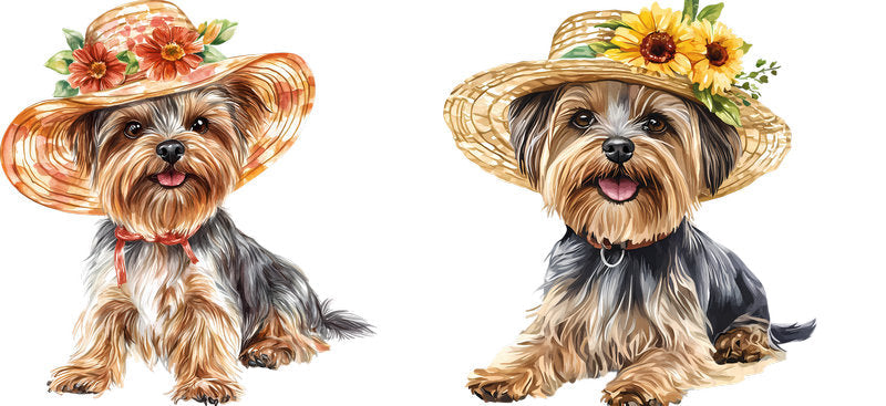 Floral Yorkshire Terrier Dog Wearing Daisy Crown UV DTF Cup Wrap for 16oz Libbey Glass KA-7701