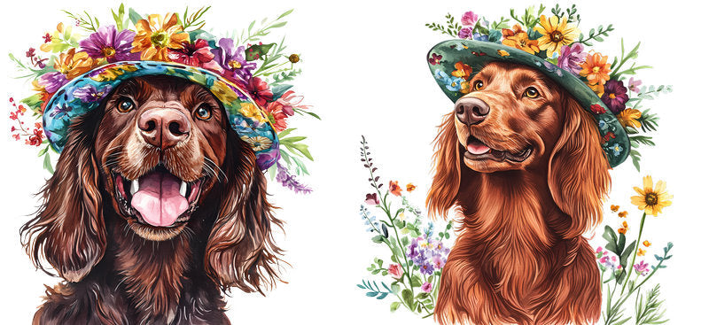 Floral Irish Setter Dog Wearing Floral Crown UV DTF Cup Wrap for 16oz Libbey Glass KA-7708