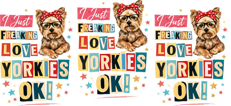 Floral Yorkshire Terrier Dog Love Yorkies Artwork UV DTF Cup Wrap for 16oz Libbey Glass KA-7745